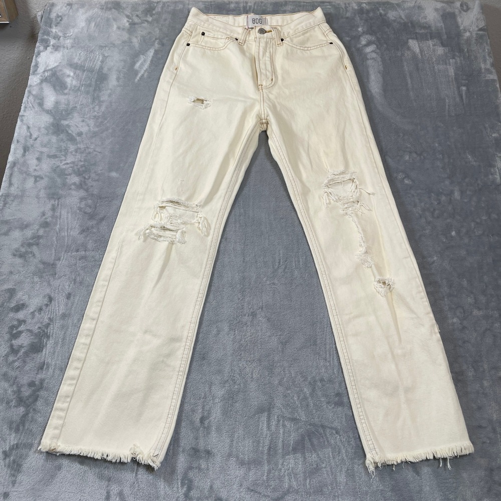 BDG Urban Outfitters Jeans Size 27 Cream Distressed Cowboy High Rise Straight‎